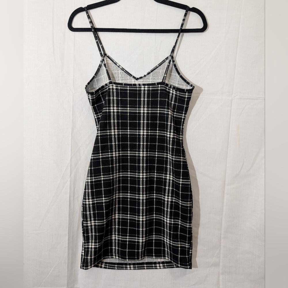 Black And White Plaid Bodycon Dress, Size Small - Picture 4 of 6